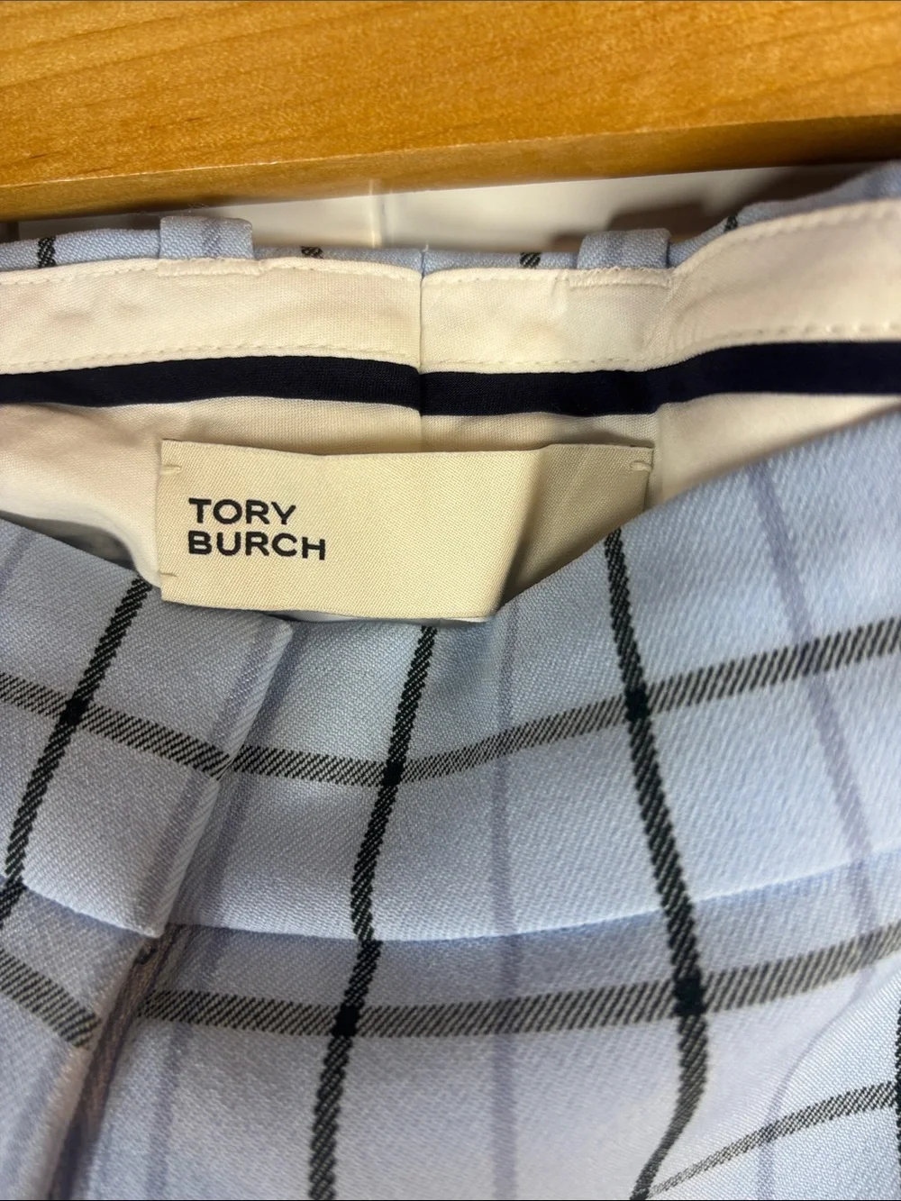 Tory Burch Light Blue Windowpane Chinos